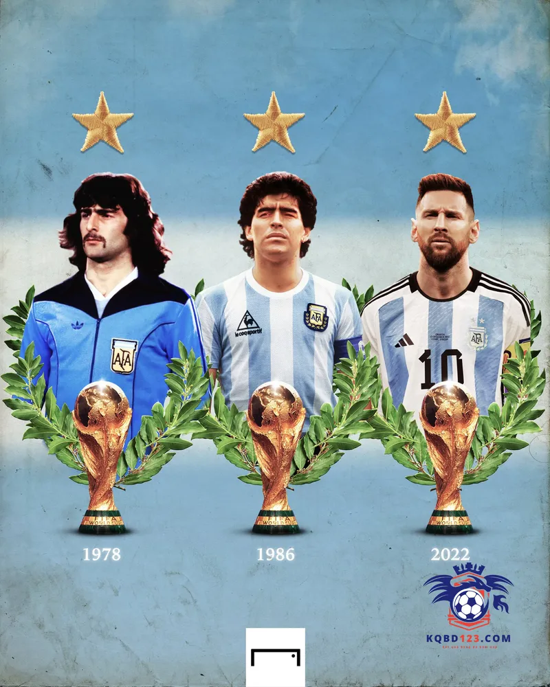 Đội Argentina vô địch World Cup bao nhiêu lần? 